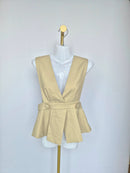 NCNI Beige Linen Blend Peplum Top (Size S / UK 6)