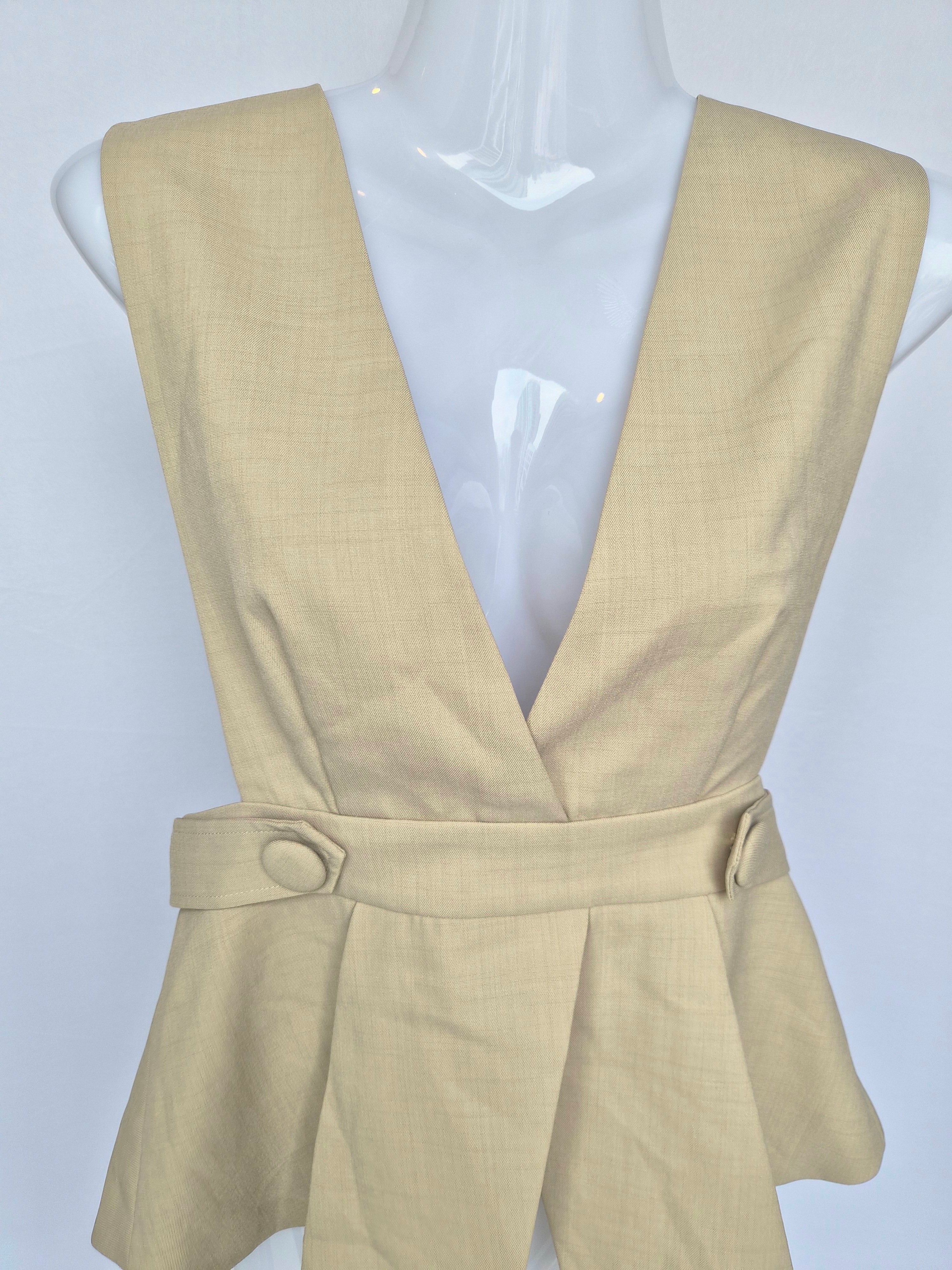 NCNI Beige Linen Blend Peplum Top (Size S / UK 6)