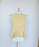 NCNI Beige Linen Blend Peplum Top (Size S / UK 6)