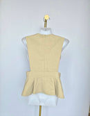NCNI Beige Linen Blend Peplum Top (Size S / UK 6)