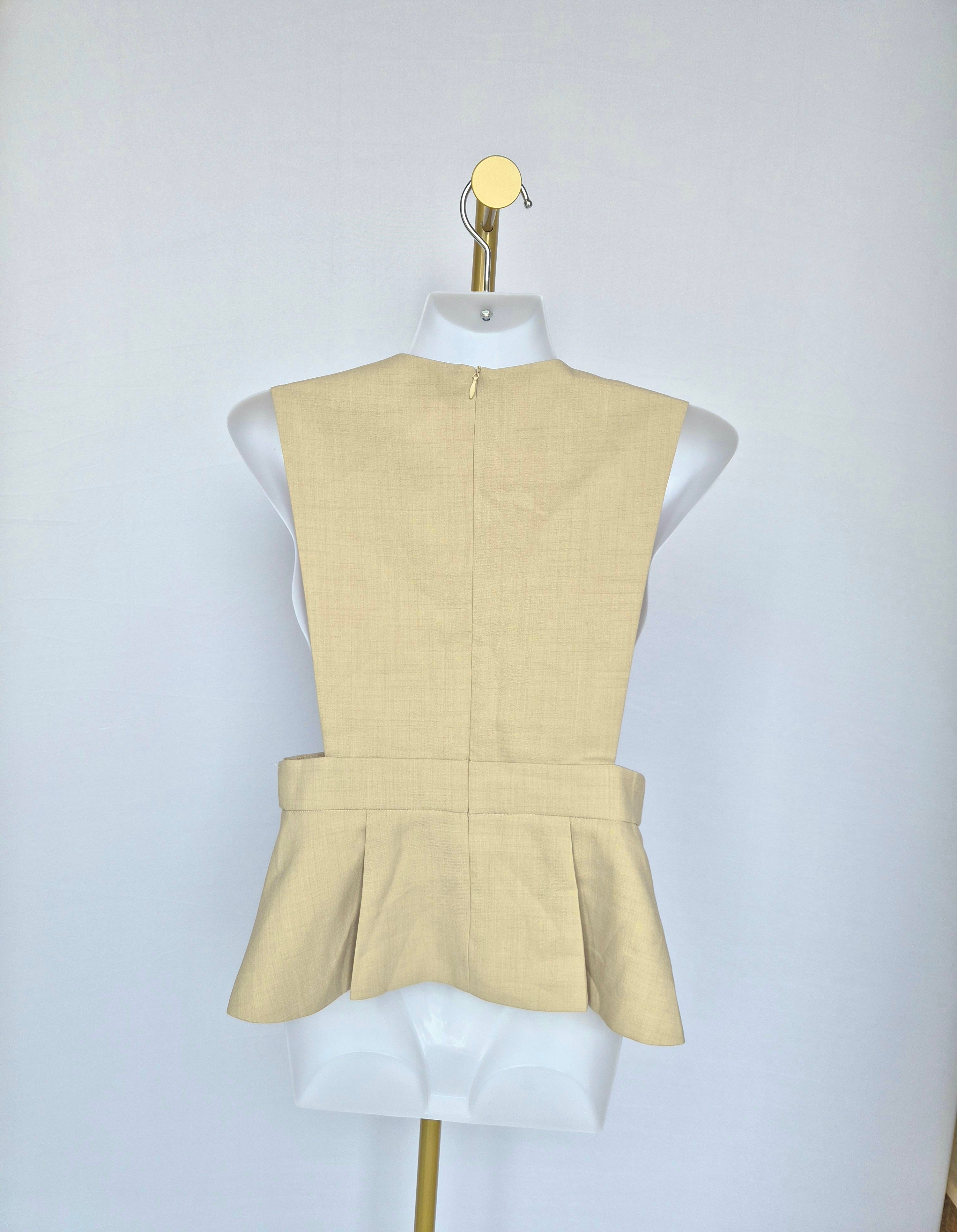 NCNI Beige Linen Blend Peplum Top (Size S / UK 6)