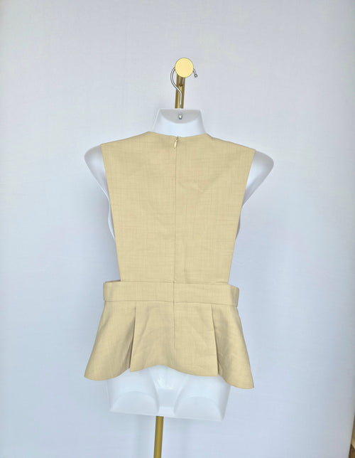 NCNI Beige Linen Blend Peplum Top (Size S / UK 6)