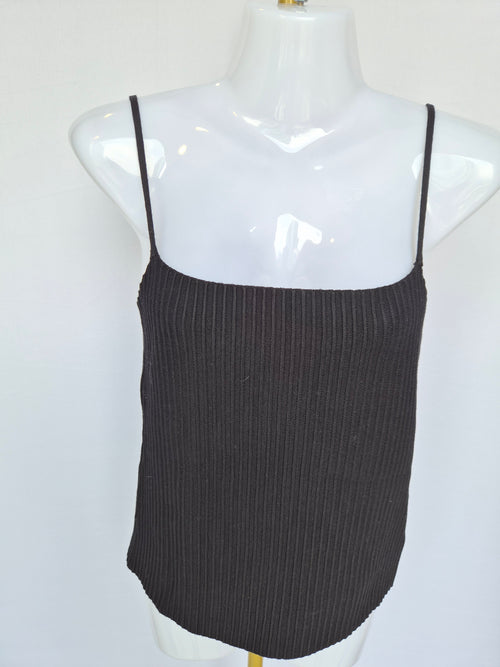 Love, Bonito Black Ribbed Knit Cami (Size S / UK 8)