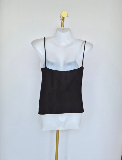 Love, Bonito Black Ribbed Knit Cami (Size S / UK 8)
