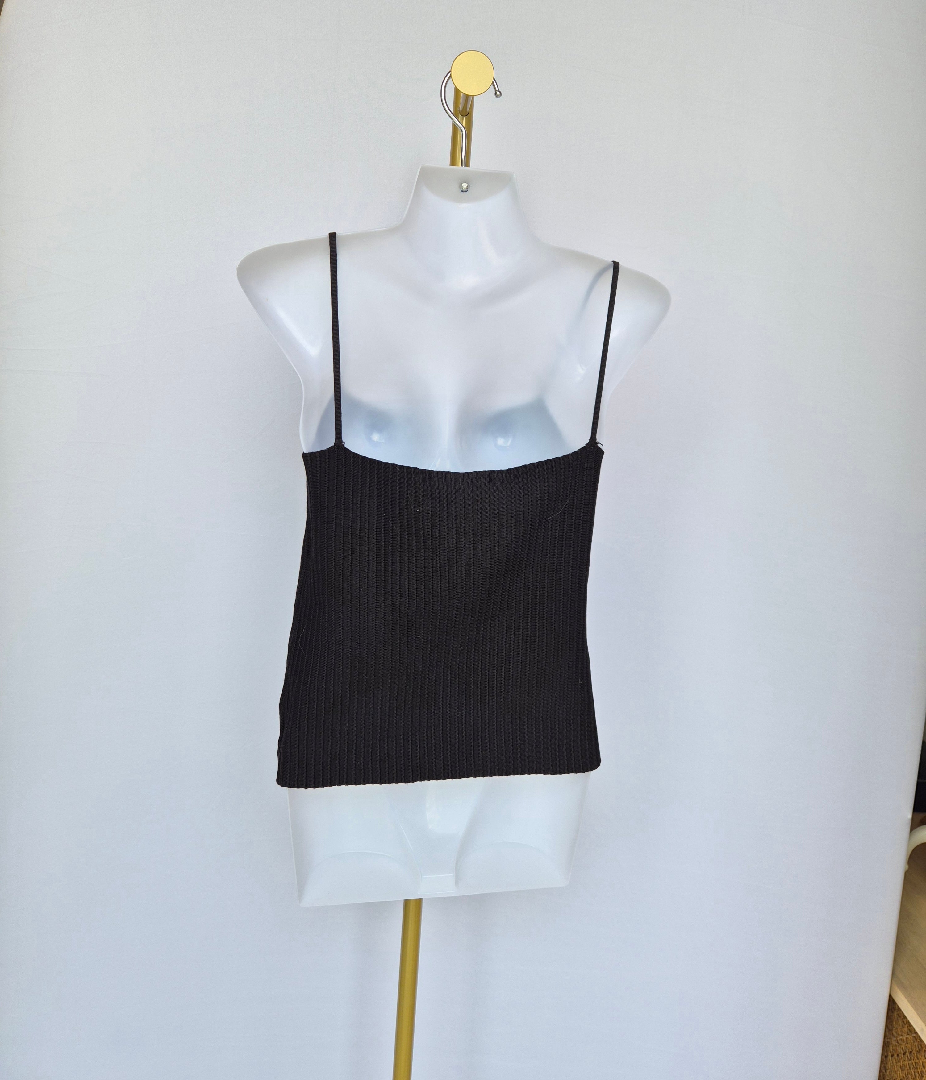Love, Bonito Black Ribbed Knit Cami (Size S / UK 8)