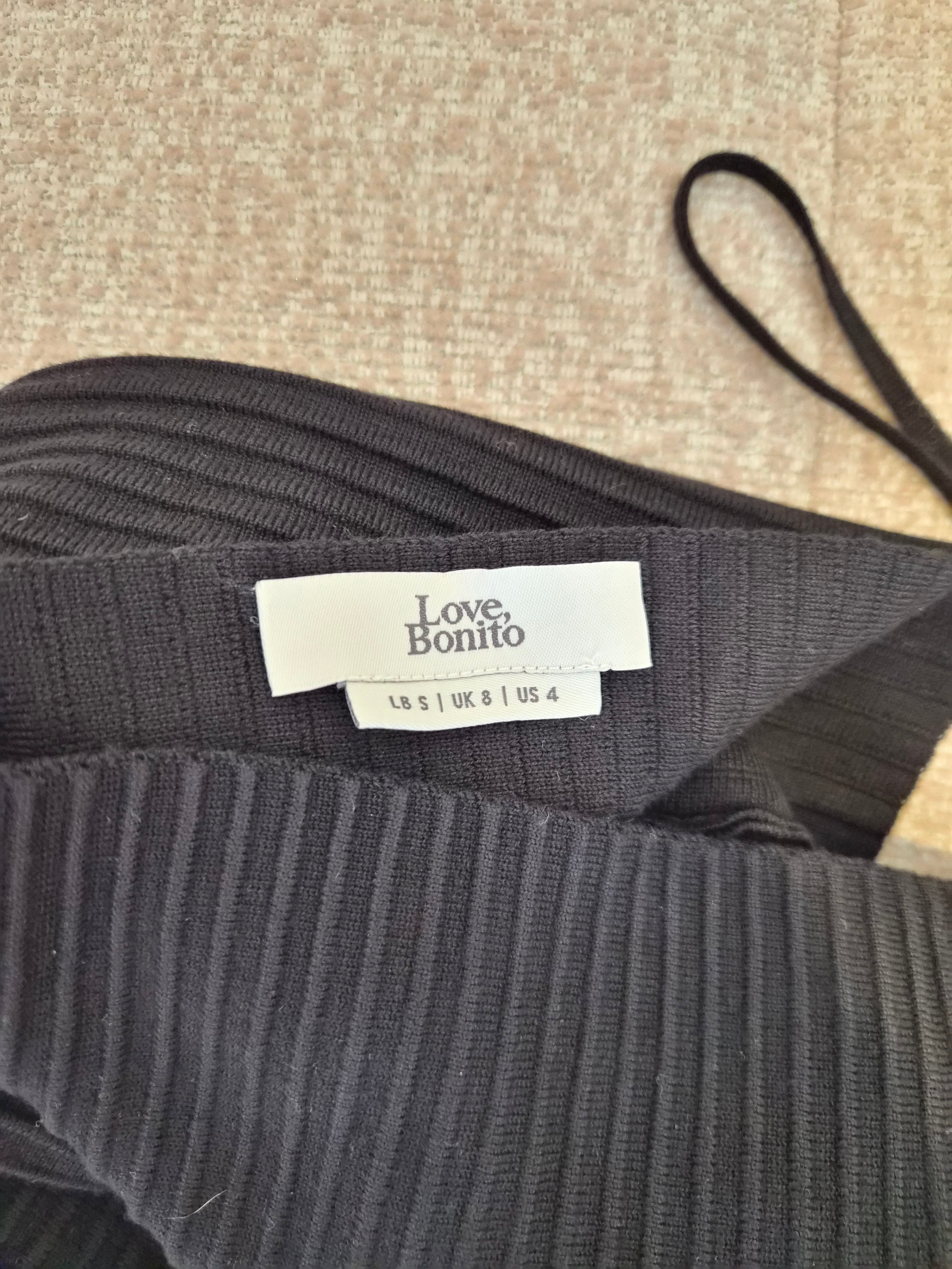 Love, Bonito Black Ribbed Knit Cami (Size S / UK 8)