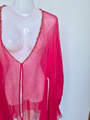 Pink Beaded Chiffon Evening Shawl / Cover-Up
