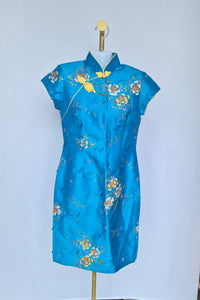 Etho Silk Hand-Drawn Floral Cheongsam Dress (Size S)