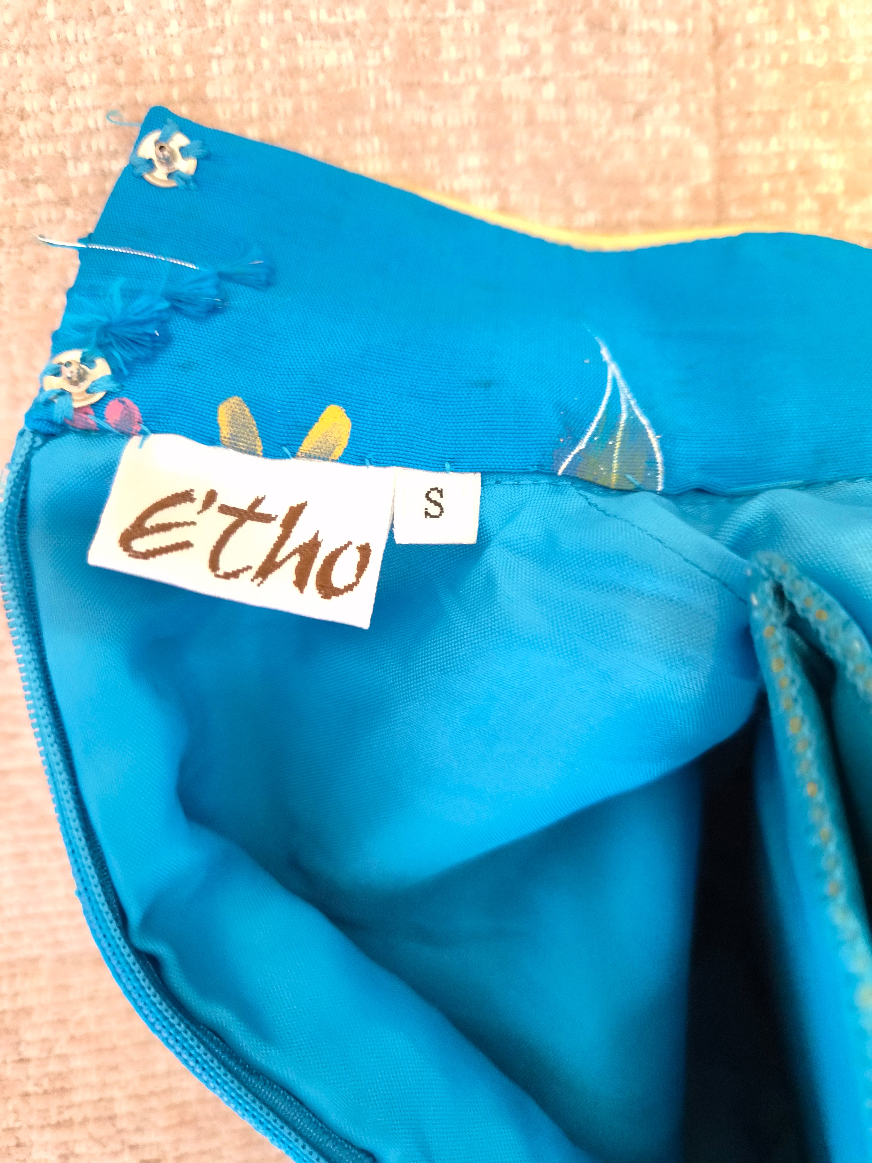 Etho Silk Hand-Drawn Floral Cheongsam Dress (Size S)