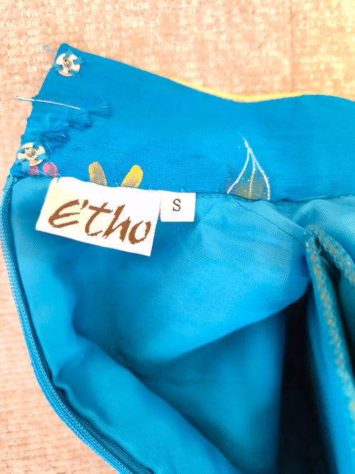 Etho Silk Hand-Drawn Floral Cheongsam Dress (Size S)