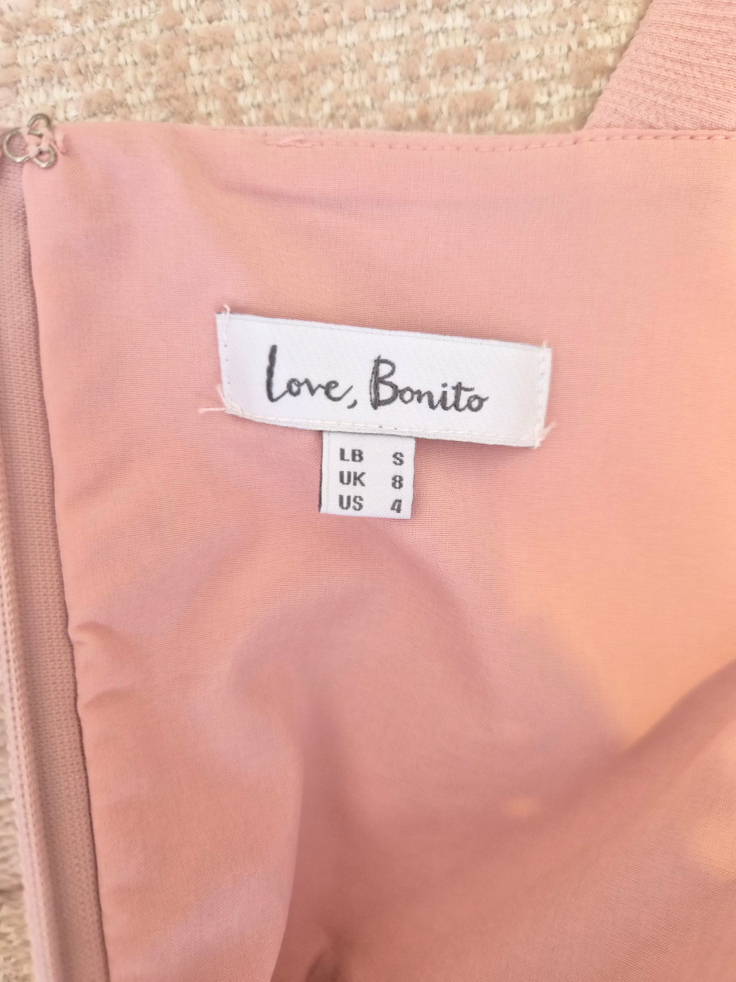 Love, Bonito Blush Pink Asymmetrical Midi Dress (Size S / UK 8)