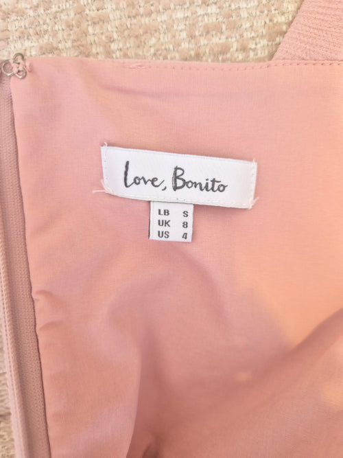Love, Bonito Blush Pink Asymmetrical Midi Dress (Size S / UK 8)