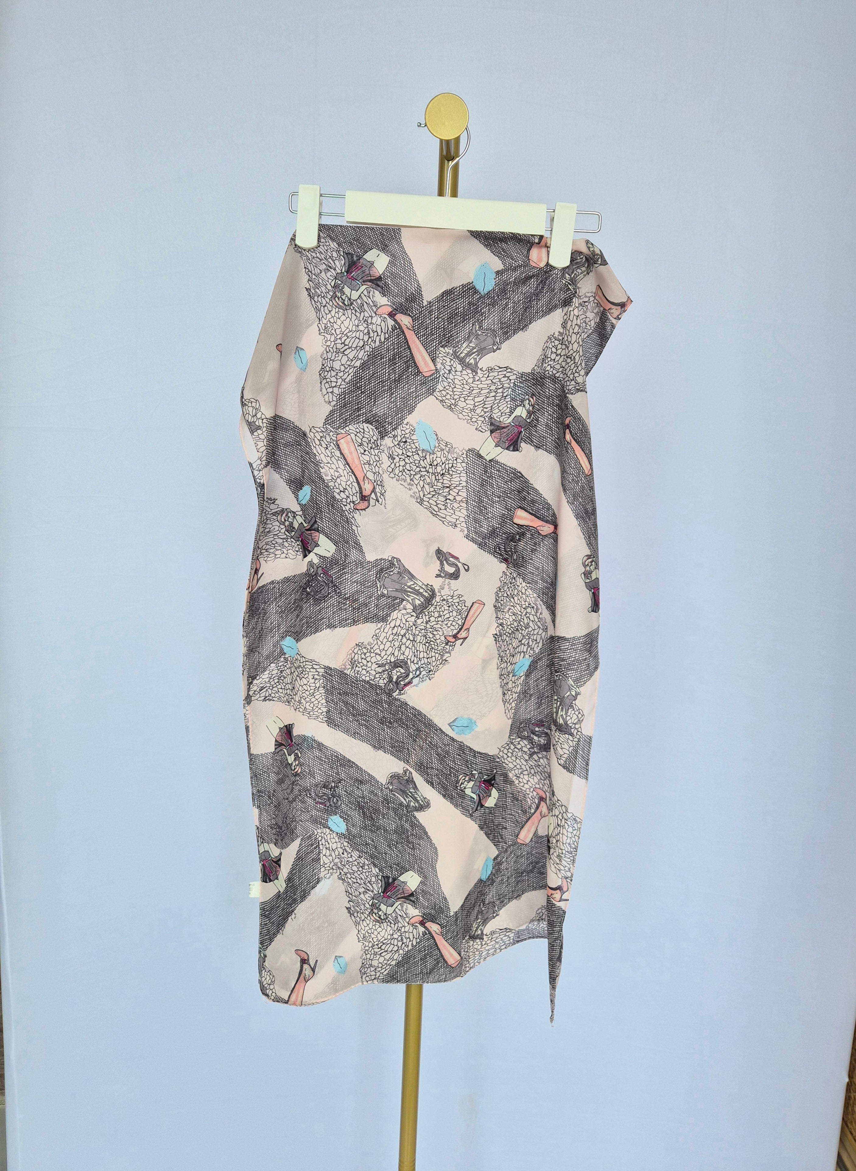 Abstract Print Chiffon Scarf