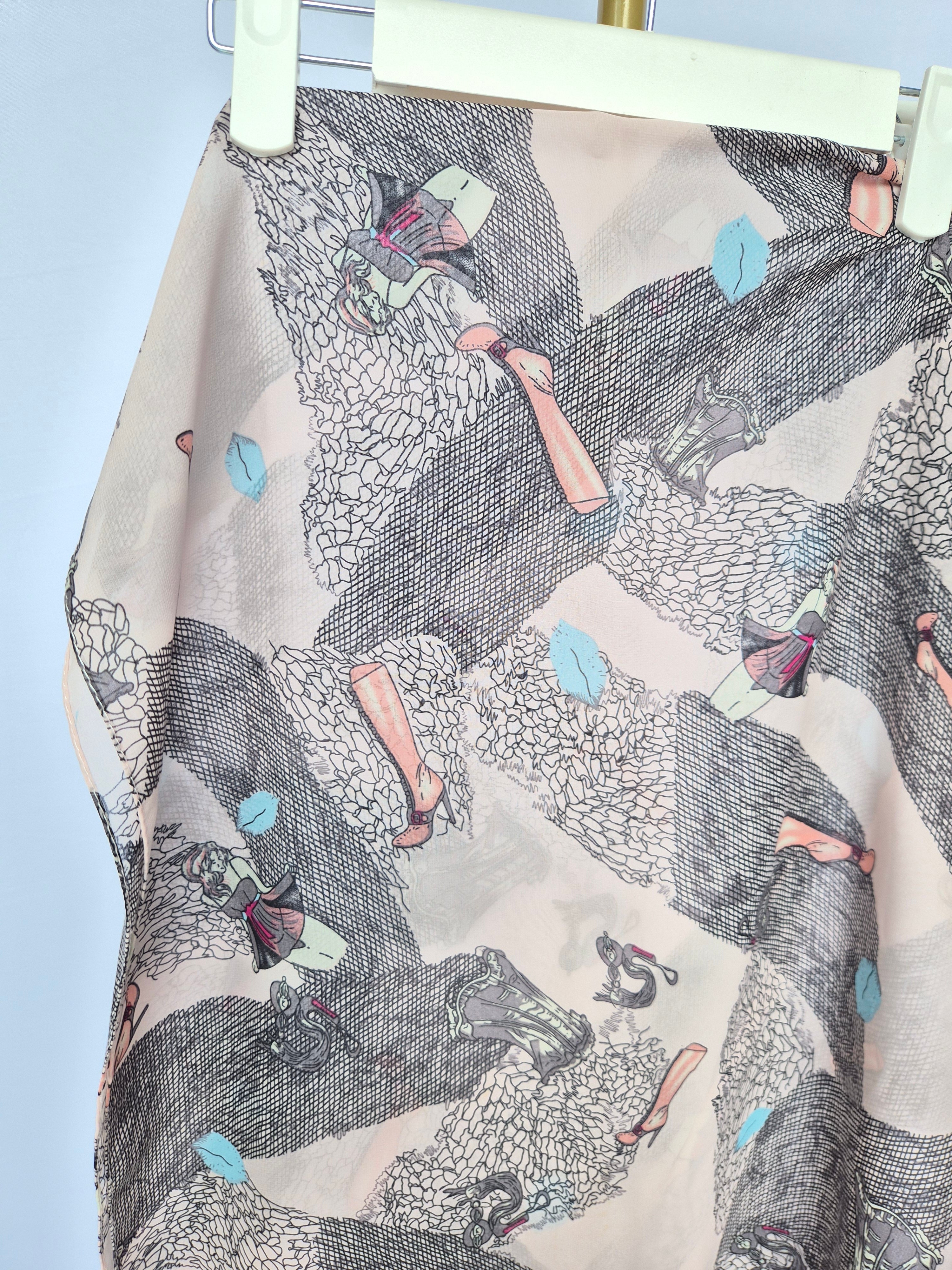 Abstract Print Chiffon Scarf