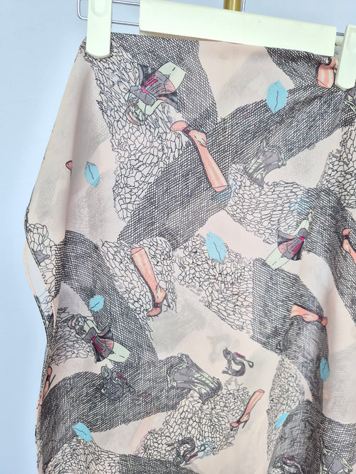 Abstract Print Chiffon Scarf