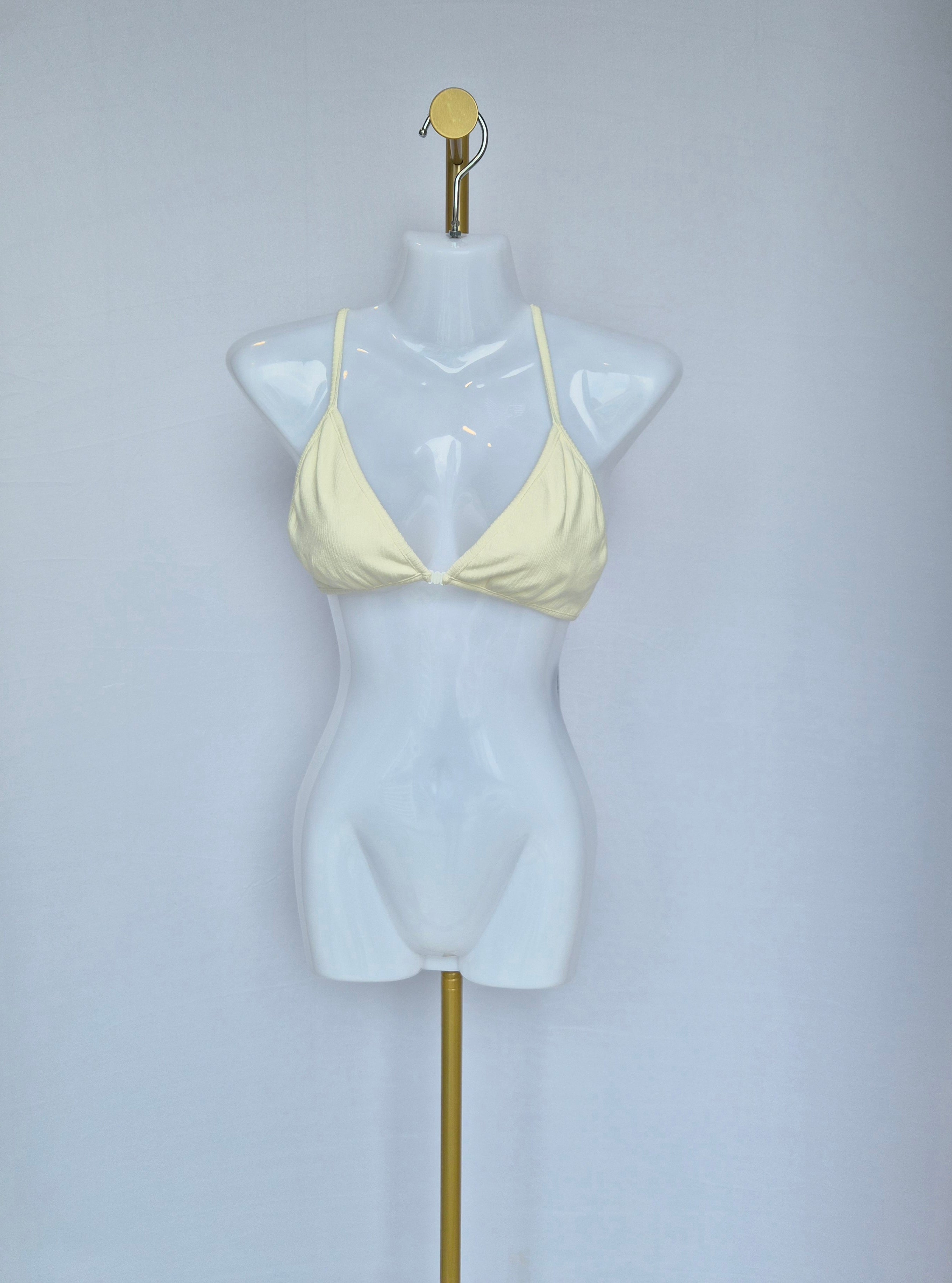 Doublewoot Ribbed Triangle Bralette – Cream (Size S) | Brand New