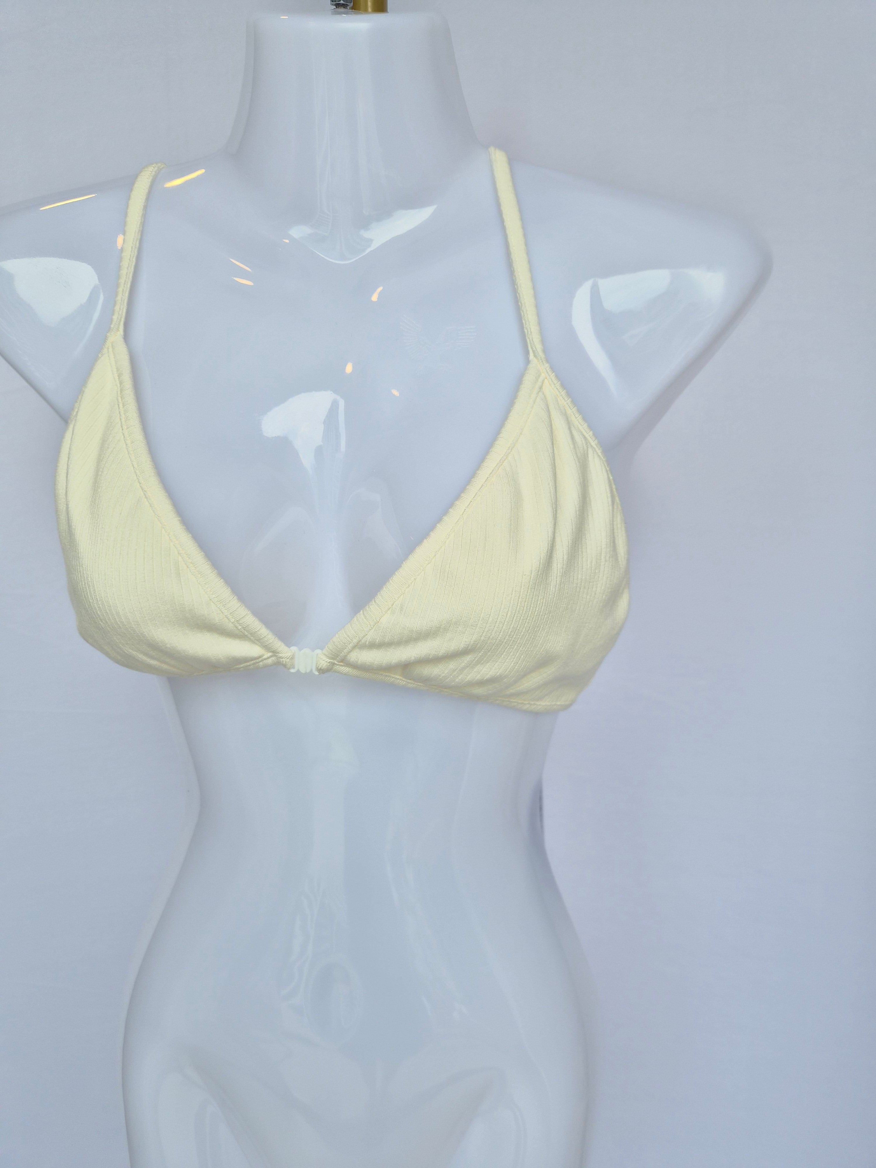 Doublewoot Ribbed Triangle Bralette – Cream (Size S) | Brand New