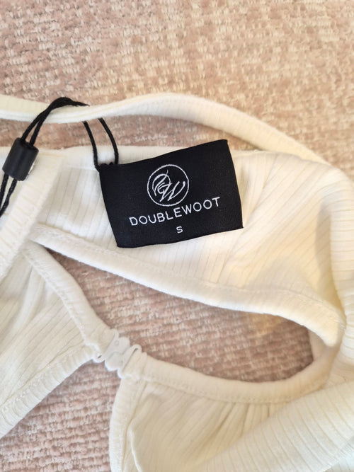 Doublewoot Ribbed Triangle Bralette – Cream (Size S) | Brand New