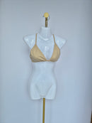 Doublewoot Ribbed Triangle Bralette – Nude Beige (Size S)
