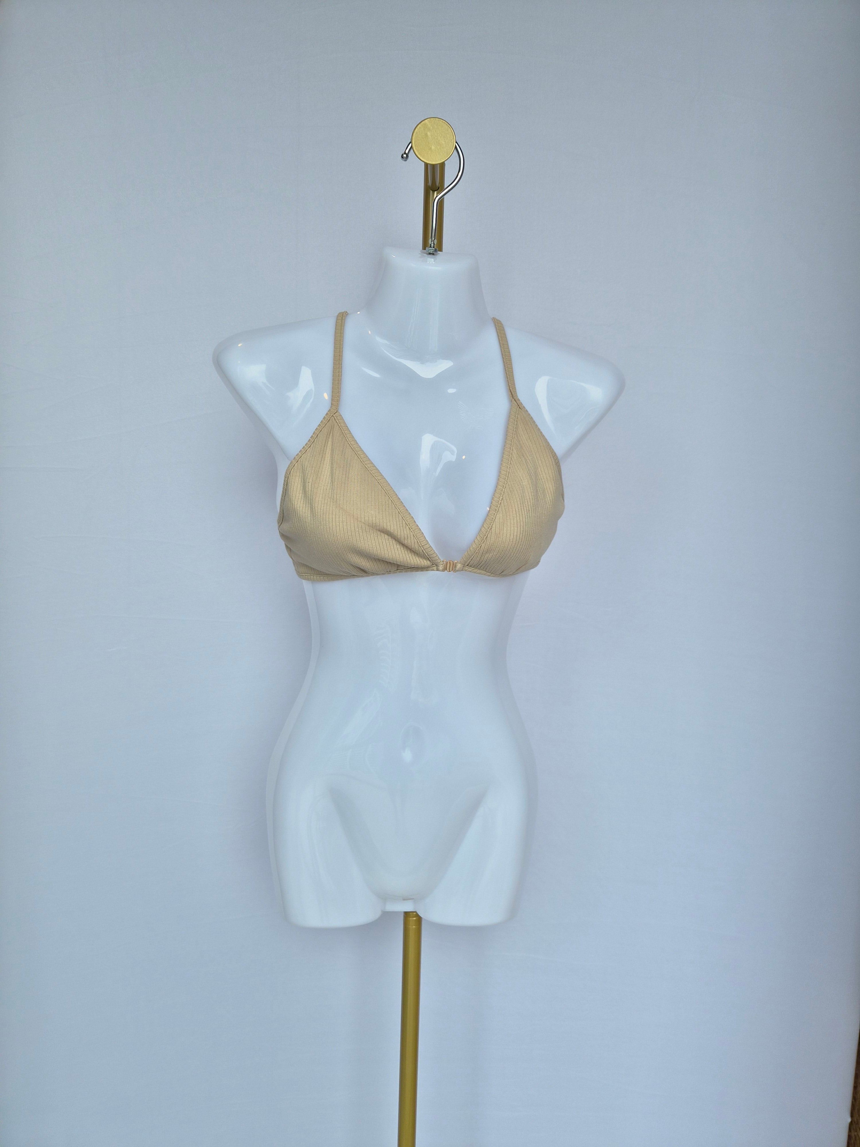 Doublewoot Ribbed Triangle Bralette – Nude Beige (Size S)