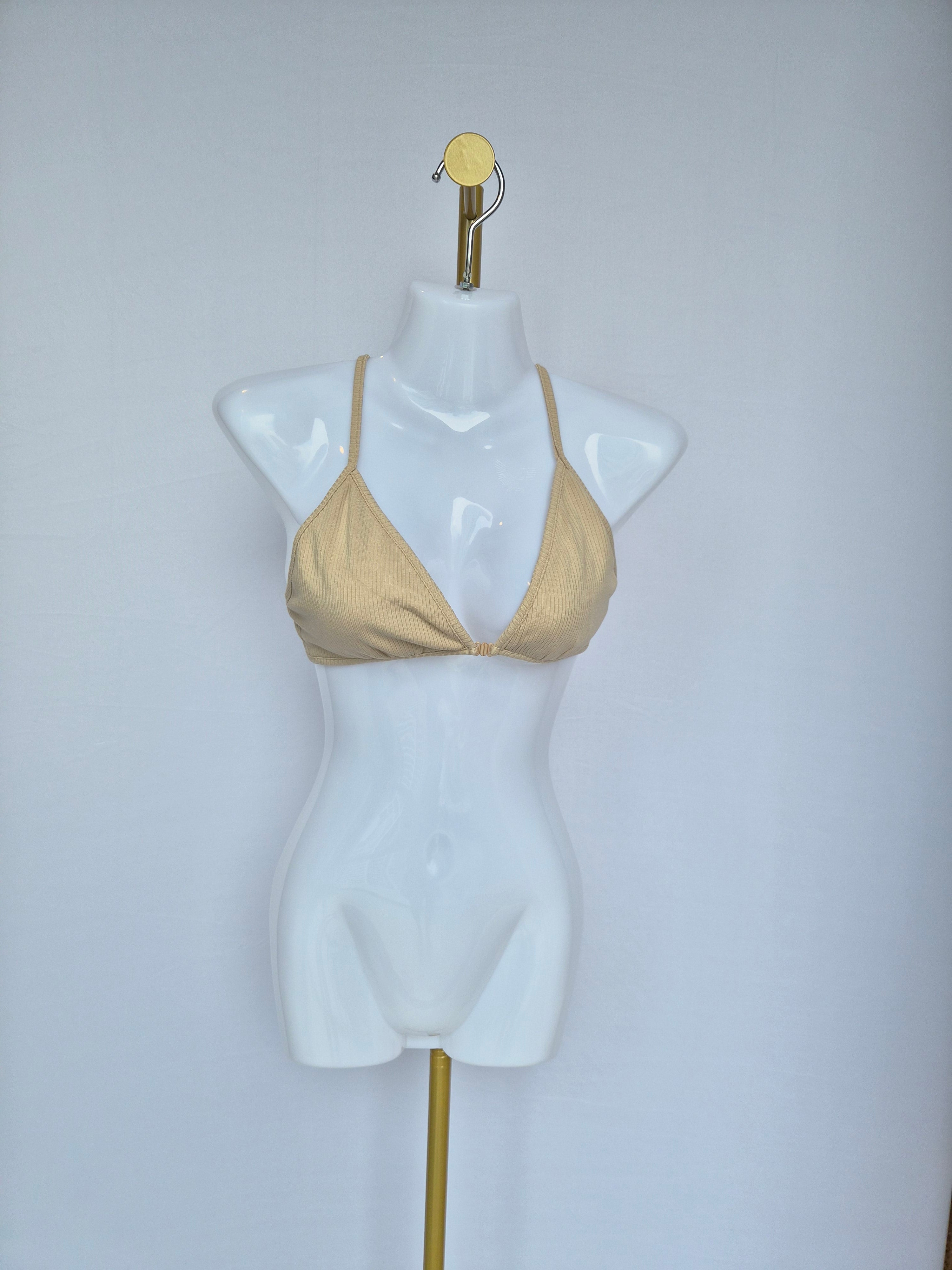 Doublewoot Ribbed Triangle Bralette – Nude Beige (Size S)