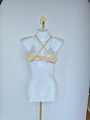 Doublewoot Ribbed Triangle Bralette – Nude Beige (Size S)