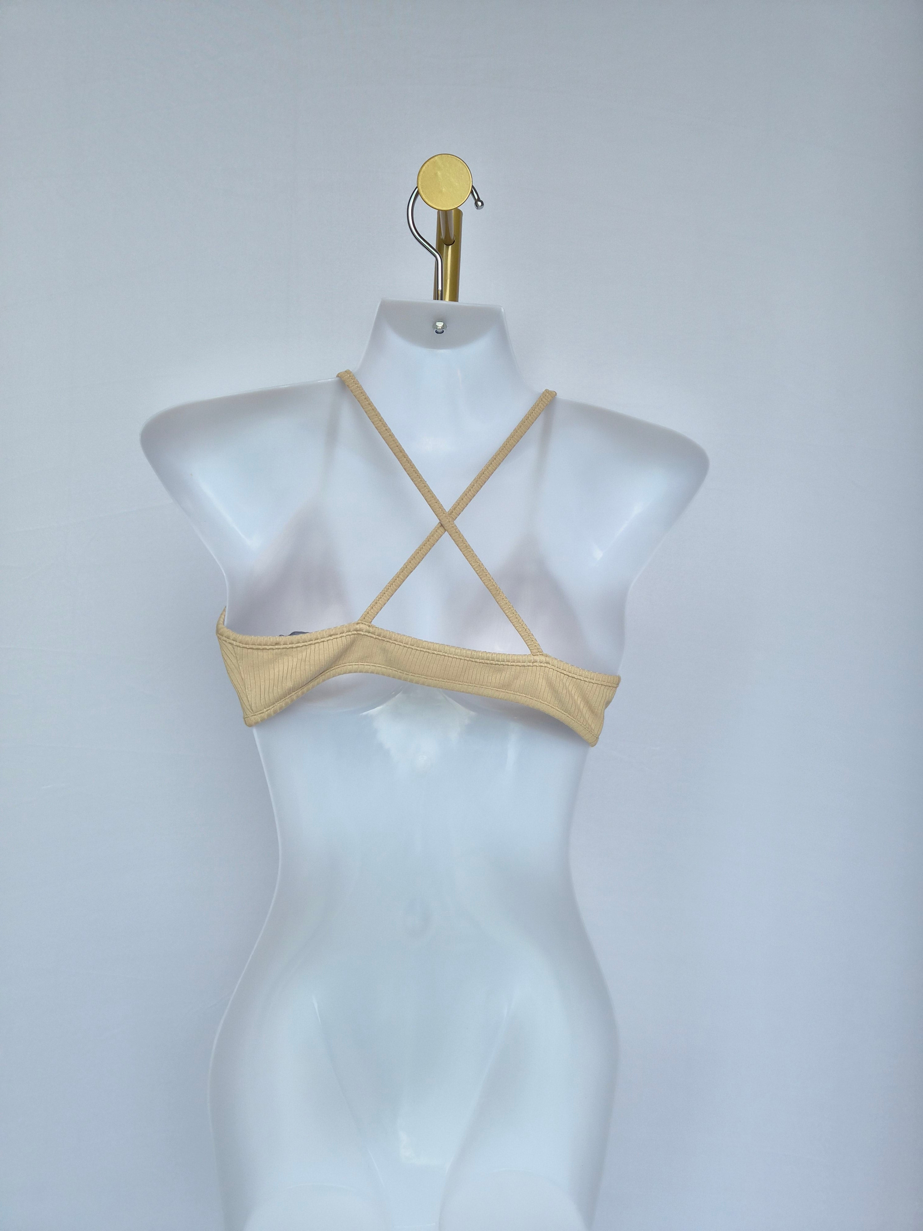 Doublewoot Ribbed Triangle Bralette – Nude Beige (Size S)
