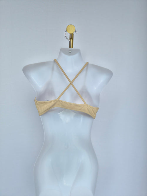 Doublewoot Ribbed Triangle Bralette – Nude Beige (Size S)
