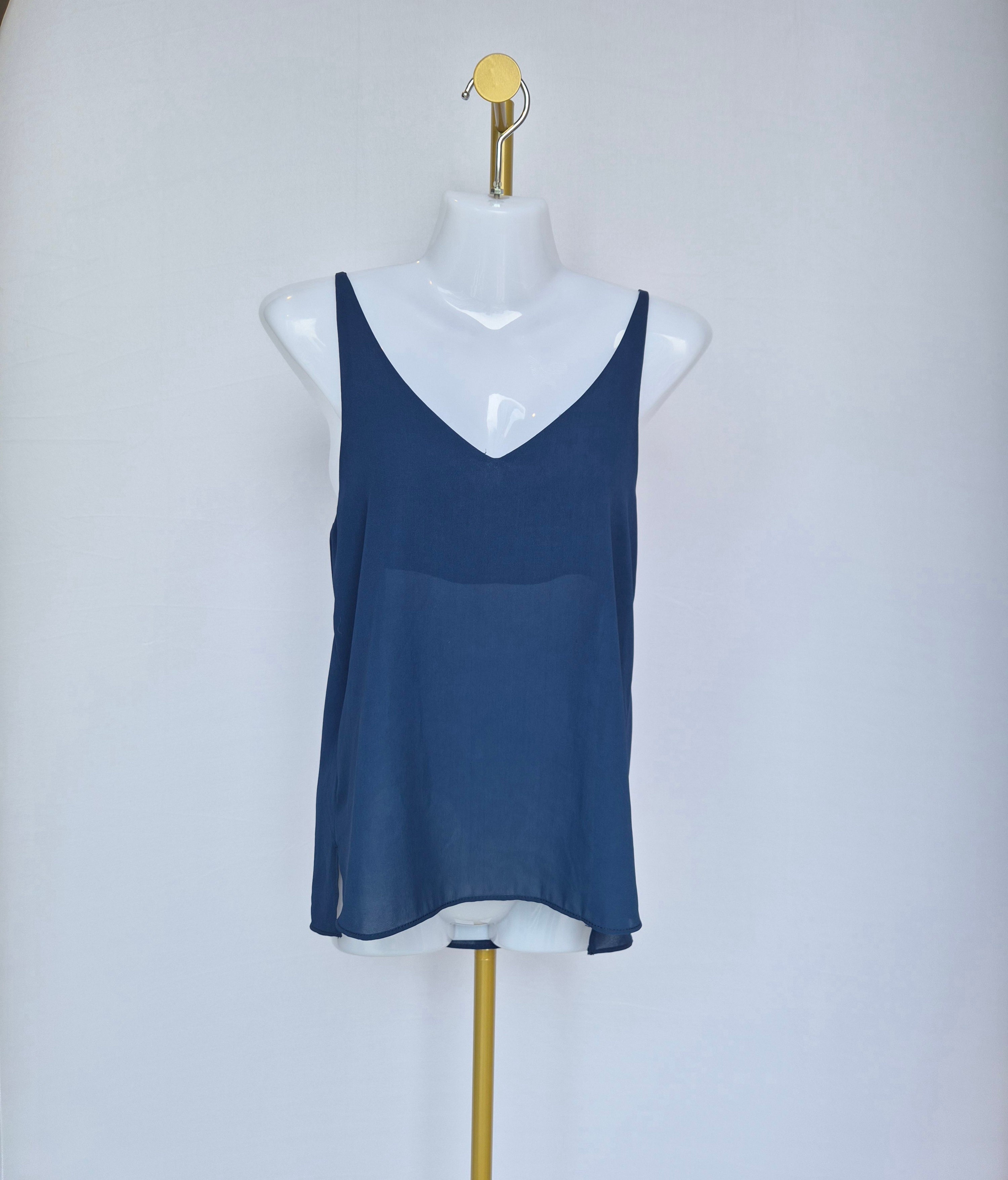 Topshop Navy Chiffon Cami Top – UK 6 (XS)
