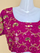 Fuchsia Embellished Indian Blouse / Choli Top – Size M