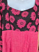 Pink Floral Long Sleeve Midi Dress Size XL