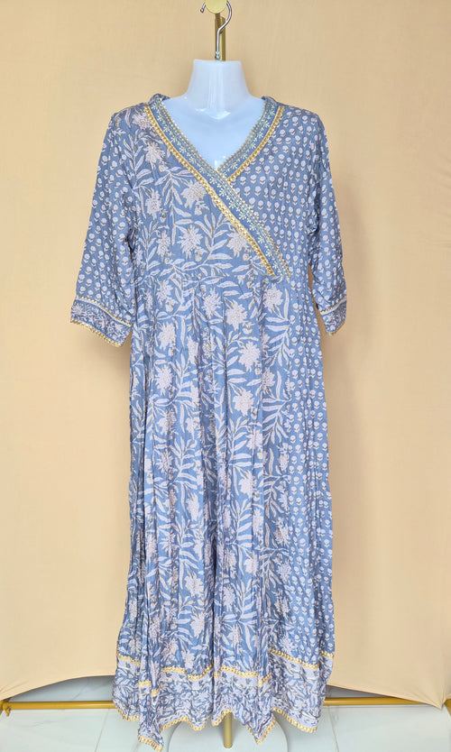 Blue Floral Boho Maxi Dress Size XL