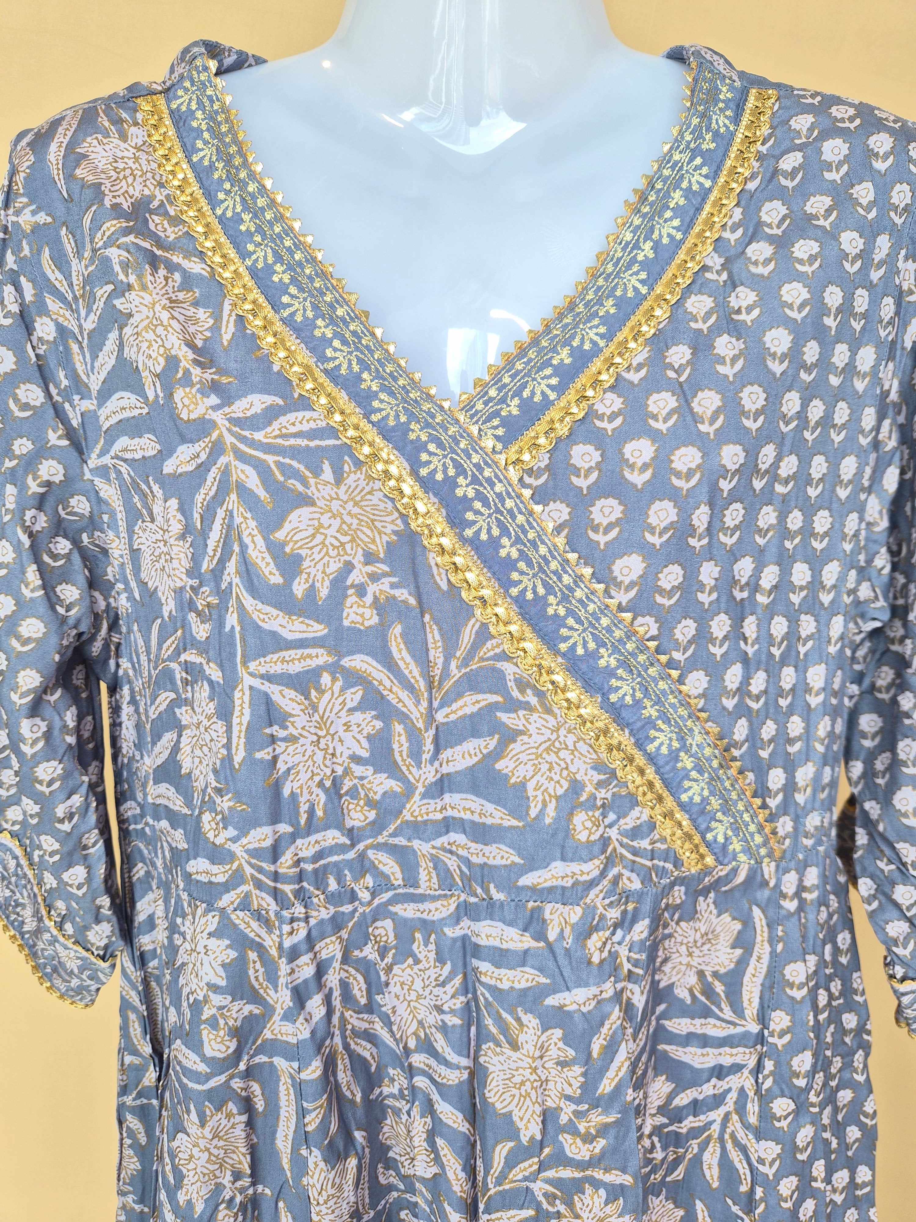Blue Floral Boho Maxi Dress Size XL