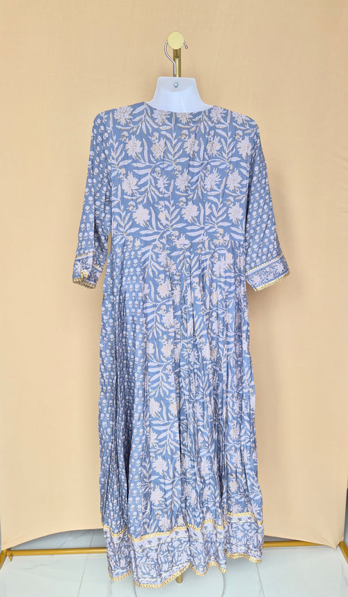 Blue Floral Boho Maxi Dress Size XL