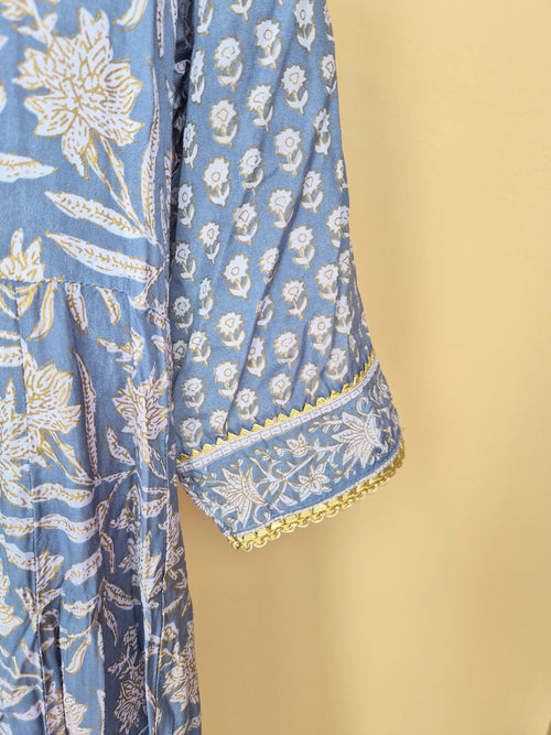 Blue Floral Boho Maxi Dress Size XL