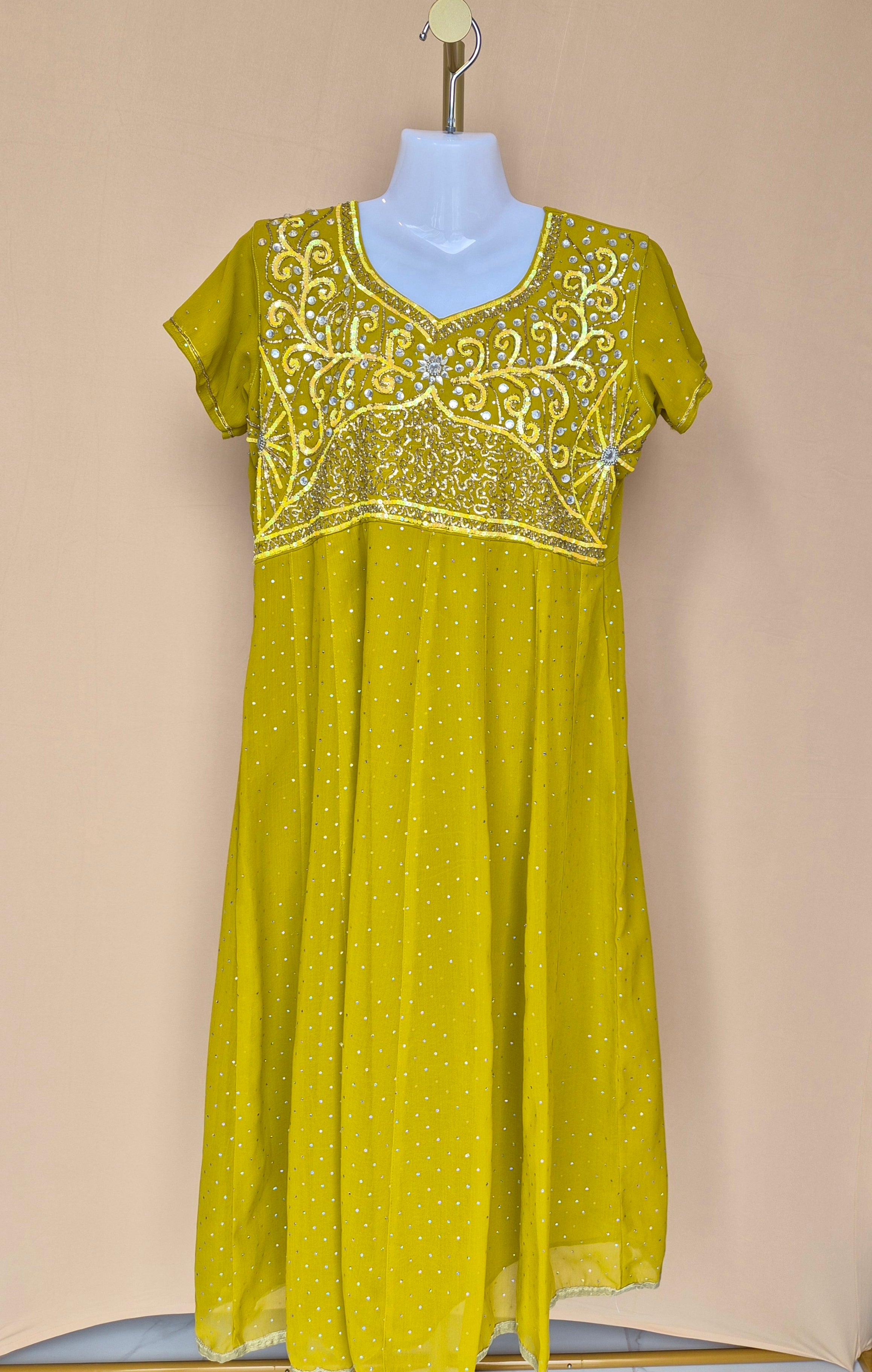 Embellished Lime Green Occasion Dress Size XL