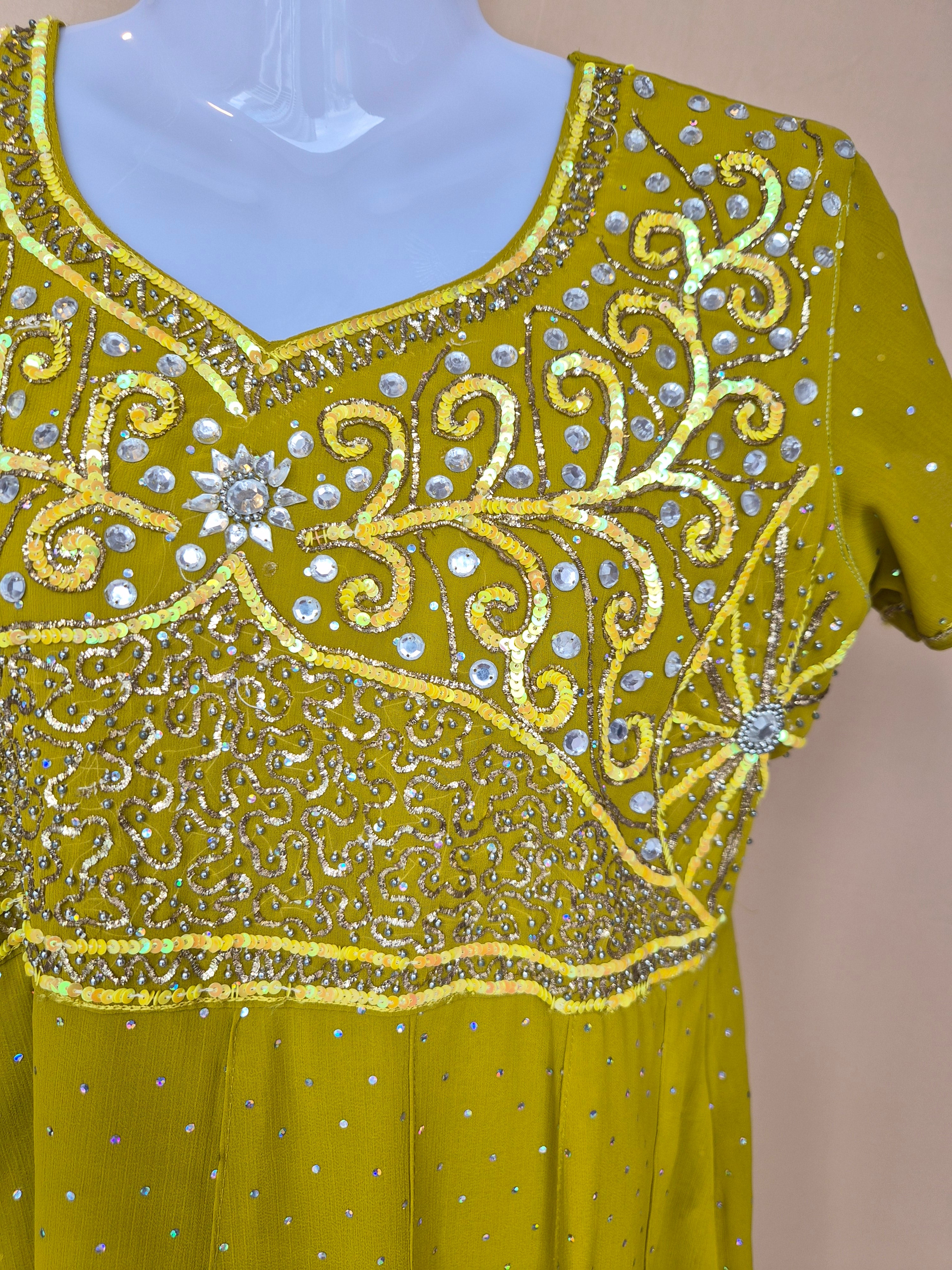 Embellished Lime Green Occasion Dress Size XL
