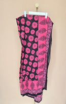 Pink & Black Floral Printed Scarf
