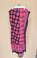 Pink & Black Floral Printed Scarf