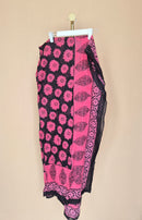 Pink & Black Floral Printed Scarf