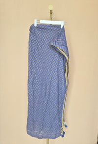Blue & Gold Patterned Scarf / Shawl