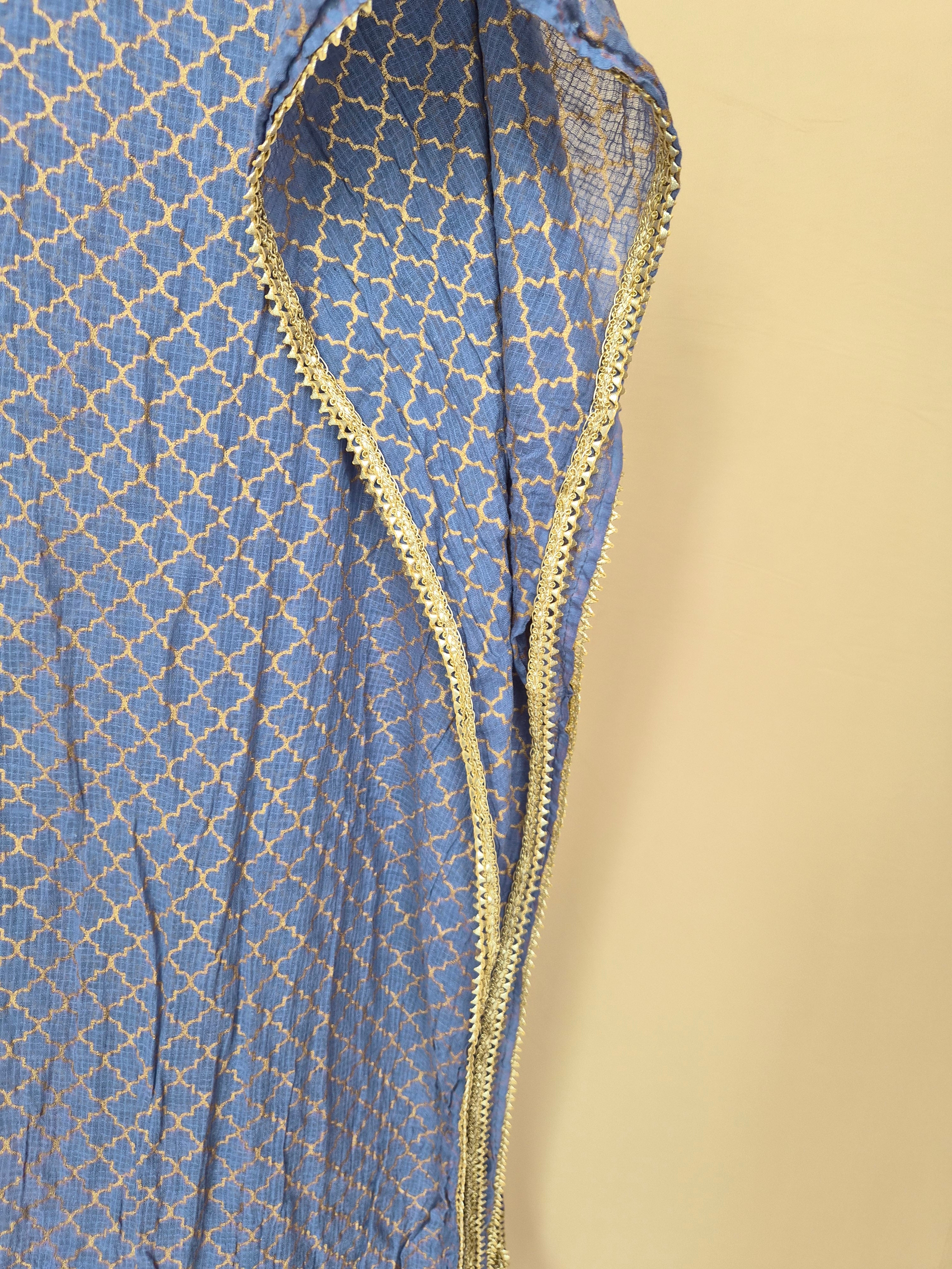 Blue & Gold Patterned Scarf / Shawl