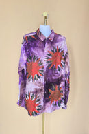 Purple Abstract Print Button-Up Shirt Free Size