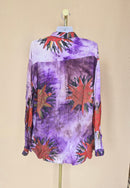 Purple Abstract Print Button-Up Shirt Free Size