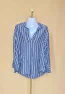 H&M Blue & White Striped Relaxed Blouse (XS)