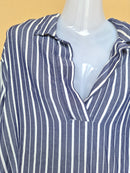 H&M Blue & White Striped Relaxed Blouse (XS)