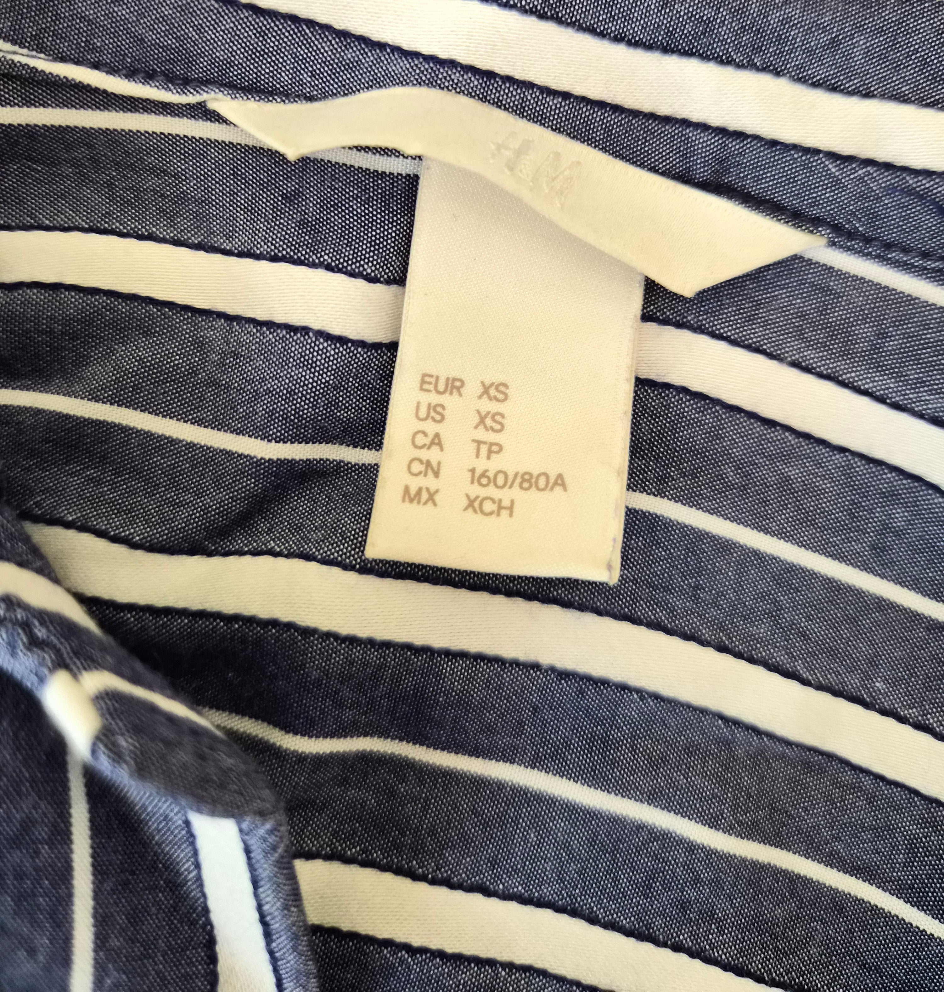 H&M Blue & White Striped Relaxed Blouse (XS)