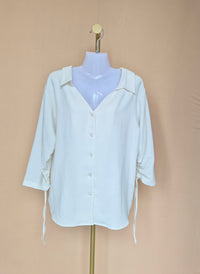 White Criss-Cross Neck Blouse Free Size