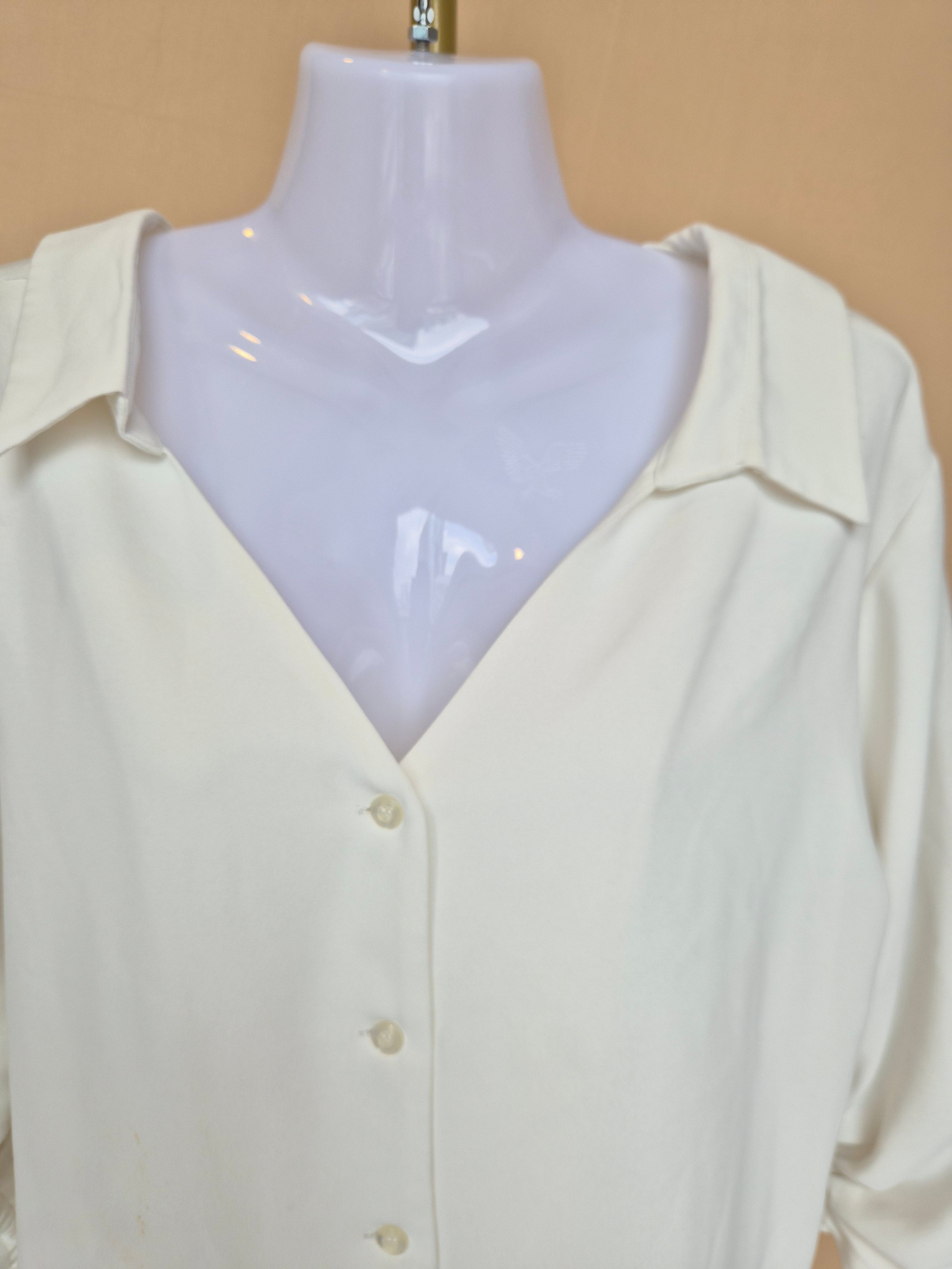 White Criss-Cross Neck Blouse Free Size