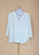 White Criss-Cross Neck Blouse Free Size